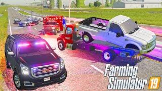 Towing a Totaled Ford! (Major Traffic Accident) | (Roleplay) Farming Simulator 19