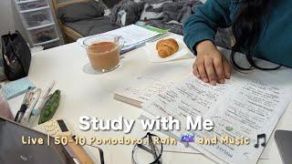 Study with me Live | Music + Rain ️