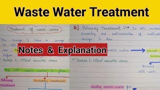 Waste water treatment | Waste water management | Waste water treatment notes | waste water b.tech