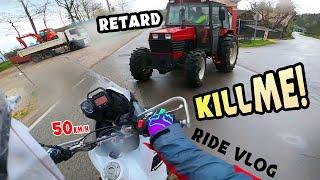 Yamaha Tenere POV Riding - Motorcycle VS Tractor | Road Rage Idiot Drivers