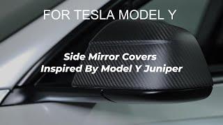 EVBASE Tesla Model Y Side Mirror Covers Real Carbon Fiber Inspired By Model Y Juniper