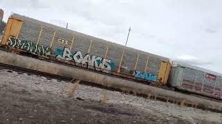 CSX mixed train in Lowellville WARNING loud turn down volume