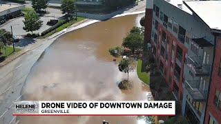 Bird's eye view of downtown Greenville damage