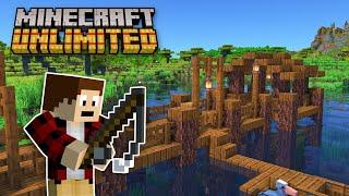 Building a FISHING DOCK and WORKING BOAT in Minecraft: Unlimited