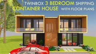 Amazing Shipping Container Home  3 Bedroom Prefab Design with Floor Plans | TWINBOX 1280.