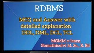 RDBMS Languages (DDL, DML, DCL,TCL) Multiple choice questions and answer with detailed explanation