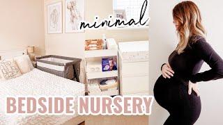 BEDSIDE NURSERY SET UP TOUR Minimal | Master Bedroom Set Up for Newborn | Postpartum Essentials UK