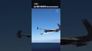 Giant MQ-9 Reaper Fires Hellfire Missiles