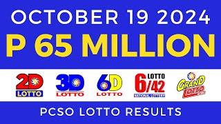 Lotto Result Today 9pm October 19 2024 PCSO