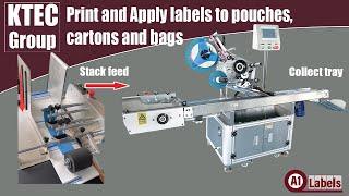 Apply labels to pouches, cartons and bags - K004 label apply line - Labels-U-Print ® - KTEC GROUP UK