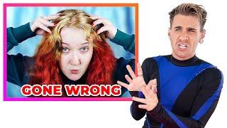 Hairdresser Reacts To DIY Red To Blond Hair Color Transformations