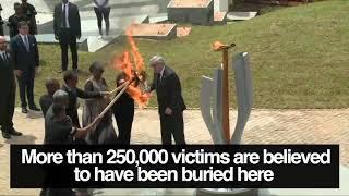 Rwandan President Paul Kagame lights flame at Kigali genocide memorial