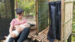 17 year old single mother - making a bamboo bathroom - mountain life - Ly Tieu Tien