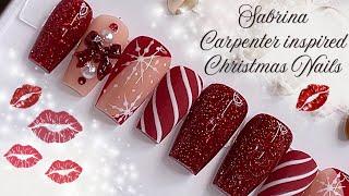 Girly Christmas Nails! Sabrina Carpenter inspired press on nails