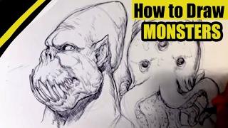 How to Draw a Monster - Head - Easy Thing to Draw