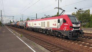 D-RCM 159 223-7 (vermietet an Lappwaldbahn Cargo) mit Güterzug in Zentralflughafen Bln-Schönefeld