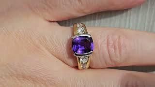 GIA 3.04ctw Natural PURPLE Unheated Ceylon Cushion Sapphire Diamond Platinum 18K Ring