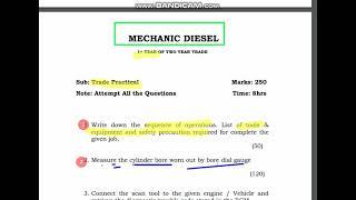 MECHANIC DIESEL PRACTICAL EXAM 1ST YEAR FEB 2023