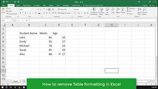 How to Remove Table Formatting in Excel