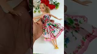 #2 No sew No Glue barbie doll dress from hand kerchief/Doll dress makeover#shorts#dress #doll#barbie