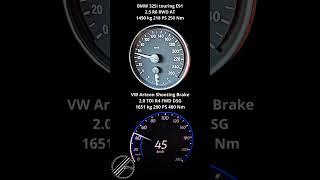 VW Arteon Shooting Brake 2.0 TDI DSG 200 PS vs BMW 325i touring E91 AT 218 PS 0-100 kmh Comparison