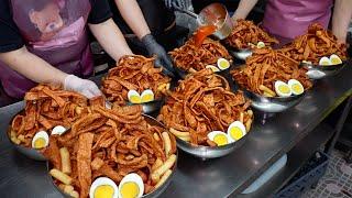 Amazing SIZE! Stir-fried Rice Cake with fried fish cake toppings(SpecialTteokbokki)/KoreanStreetFood