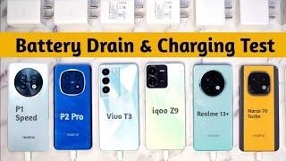 Realme P1 Speed Vs P2 Pro Vs Vivo T3 Vs Realme Narzo 70 Turbo Vs Realme 13 Plus Battery Test