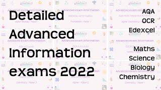 Detailed Advanced Information for GCSE and A-Level Exams in 2022 | AQA OCR Edexcel | Maths Science