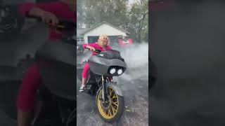 Biker girl(ish) lol motorcycle burnout