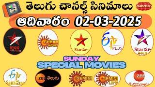 Sunday Special Movies! 02 March 2025 Daily Telugu TV Movies Schedule! TV guide in Telugu!