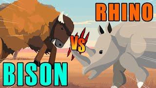 Bison vs Rhino | Woodland vs Savannah Animals [S1] | Animal Animation