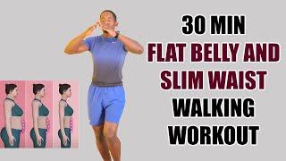 30-Minute FLAT BELLY and SLIM WAIST Walking at Home Workout - Nonstop Cardio