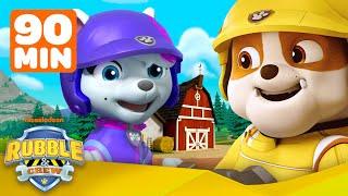 PAW Patrol Rubble's Monster Truck Rescue & Mighty Pup Saves! | 90 Minute Compilation | Rubble & Crew