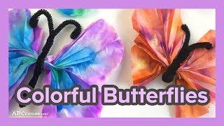 Colorful Coffee Filter Butterfly Craft by ABCmouse.com