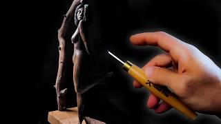 WOOD CARVING A FLOATING FEMALE FIGURE STATUE | WOOD CARVING TUTORIAL |WOOD CARVING FEMALE BODY SCULP