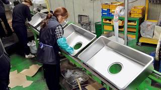 How to Mass Produce Sink Using Automated Manufacturing Technology. Amazing Kitchen Sinks Factory