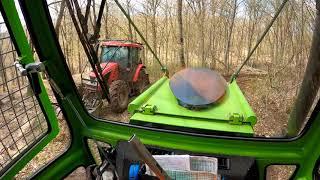 Nový porast, hrubé duby a prerazená pneumatika na Proxime, Orvex LT 100, #Skidder, Working in forest