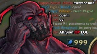 Tilting EVERYONE with FULL AP Sion | New runes + Items!!