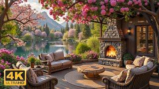 Spring Morning Lakeside Porch Ambience with Calming Piano Music to Relaxing, Study & Stress Relief