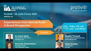 IIA India & Protiviti Webinar: Expectations from Internal Audit - A Board Perspective, 10 July 2020