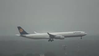 🟊FRA🟊 Rainiy Landung + Luftwirbel Airbus A340-600 Lufthansa