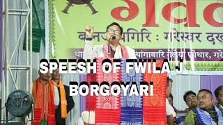 THE SPEECH OF FWILA J. BORGOYARI ll AT GORESWAR DOKHORA ABSU CONFERENCE BARKUSLA ( THANGABAI) 2024.