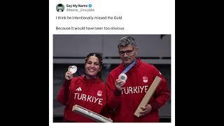 Turkish air pistol shooter Yusuf Dikec wins the silver medal at the 2024 Paris Olympics.