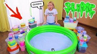 СМЕШАЛА ВСЕ СЛАЙМЫ В БАССЕЙНЕ  ГИГАНТСКИЙ ЛИЗУН без клея ЧЕЛЛЕНДЖ SLIME POOL CHALLENGE коллекция