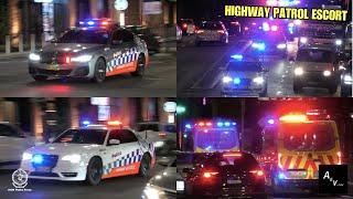 [GREEN LIGHT CORRIDOR ESCORT] V8 ROAR* NSWPF - Highway Patrol escorting NSWAS w/ medical team