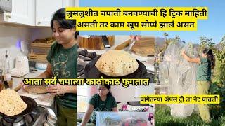 लुसलुशीत चपाती बनवण्याची हि ट्रिक | chapati kathokath fugte | net for apple tree | मराठी vlogs