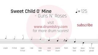 Guns N' Roses - Sweet Child O' Mine Drum Score