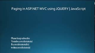 Paging in ASP.NET MVC | Using Jquery Ajax