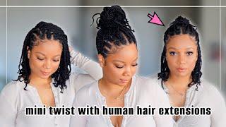 Protective Style Mini Twist w/ Human Hair Extensions | Fine 4C 4B Approved ft. Hot Braids Hair