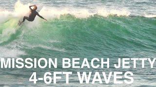 Mission Beach Jetty Surfing 4-6ft Waves - December 6th 2015